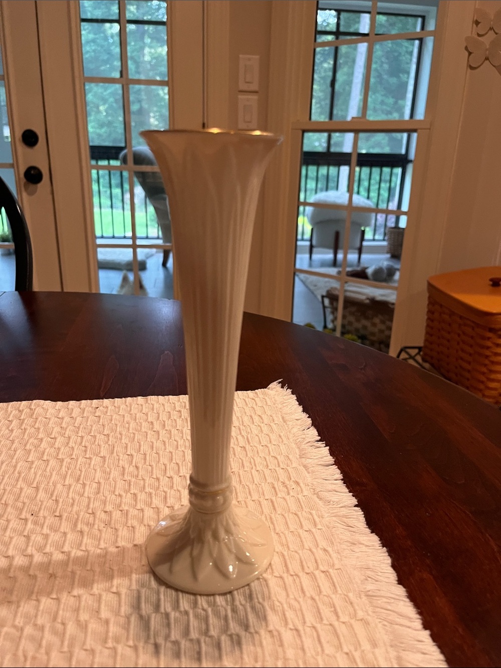Fluted Cream Bud Vase by Lenox
